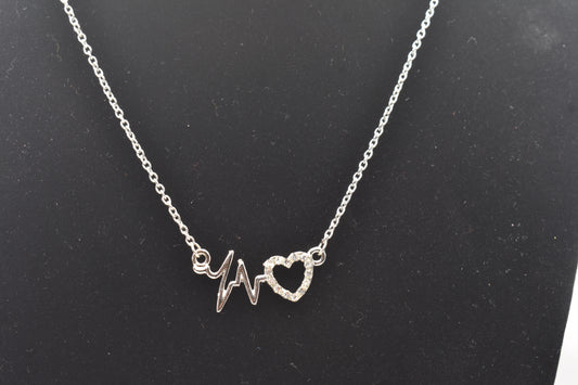 Heart Shaped Pendant Silver Color Chain