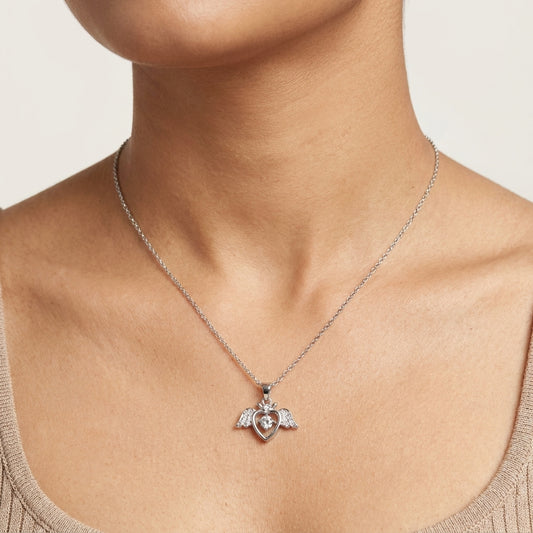 Angel Wings Heart Pendant for Women