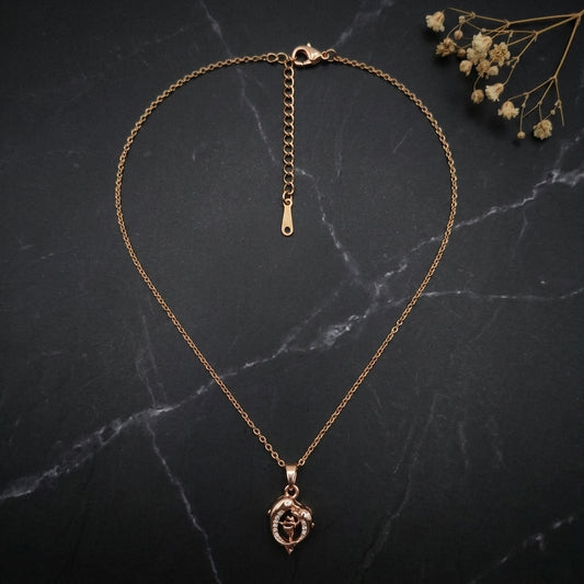 Rose Gold Dolphins Pendant Necklace for Women