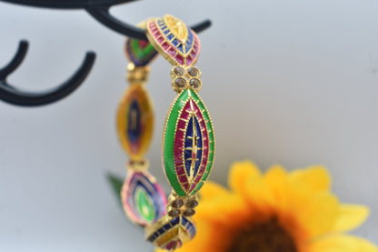 Gold Plated Meenakari Multicolor Bangles Bracelet set for girls & women | Pack of 2 bangle