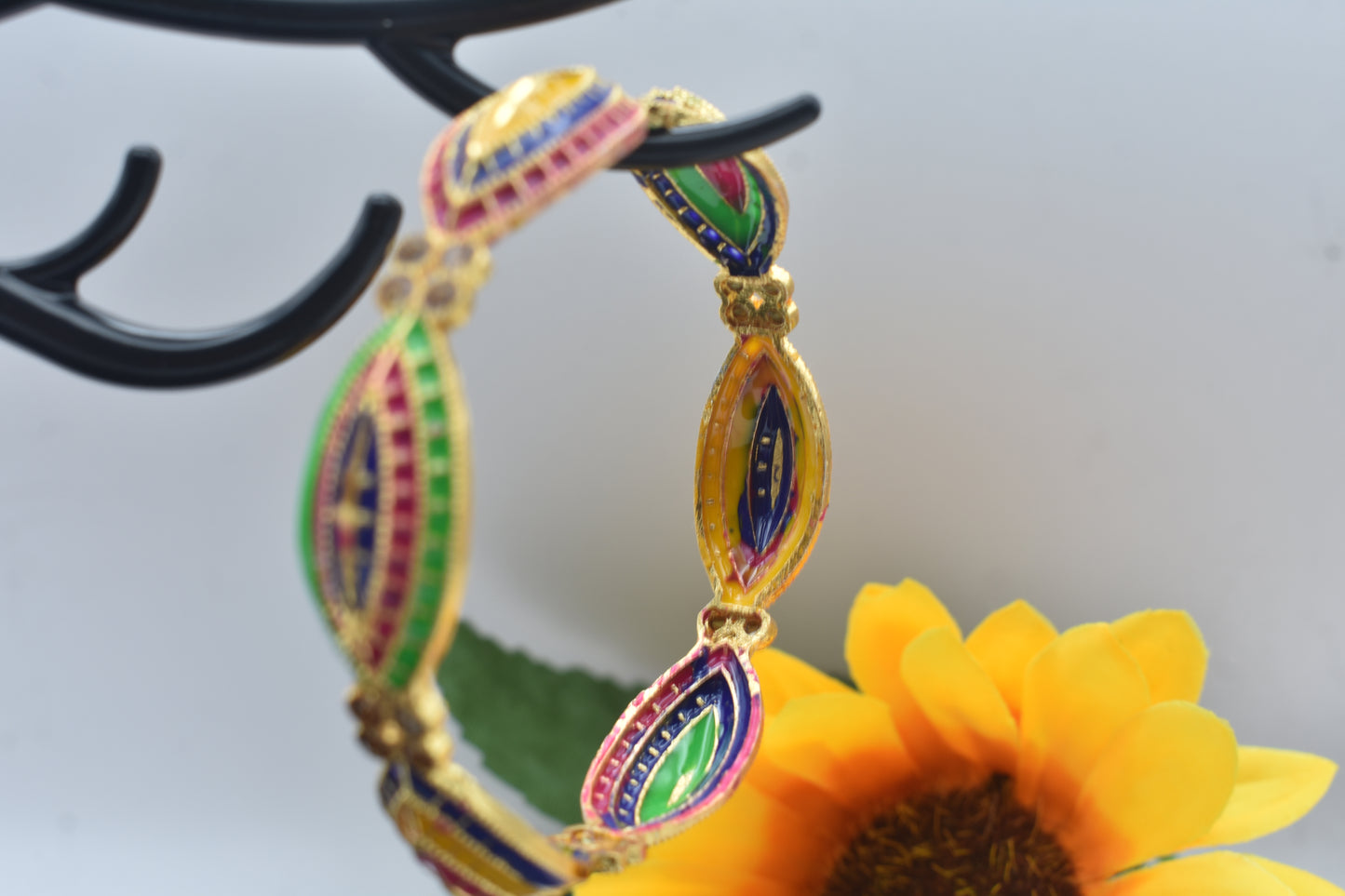 Gold Plated Meenakari Multicolor Bangles Bracelet set for girls & women | Pack of 2 bangle