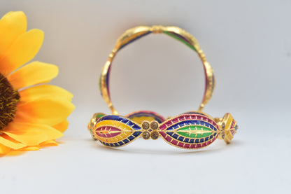 Gold Plated Meenakari Multicolor Bangles Bracelet set for girls & women | Pack of 2 bangle