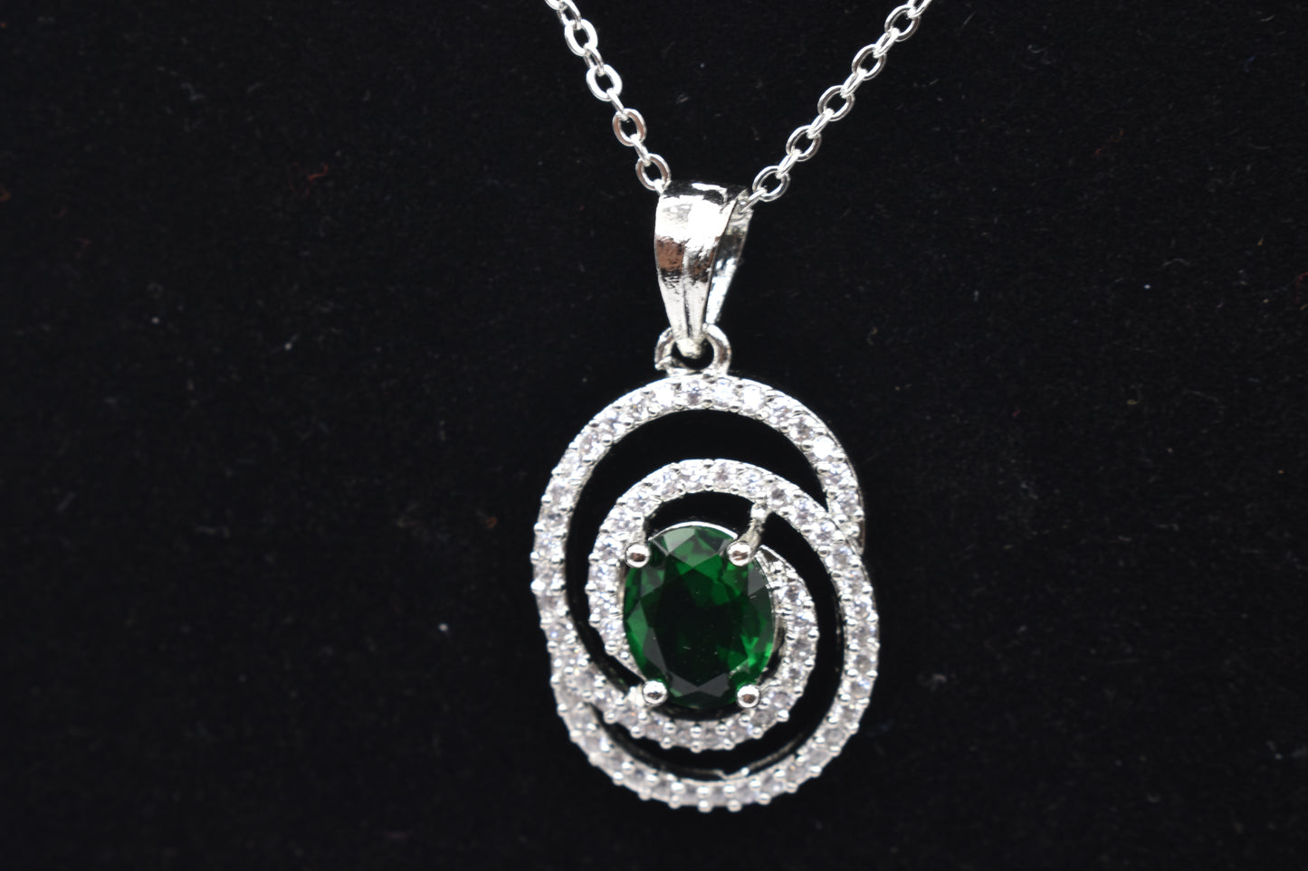 Monalisa Spiral AD Pendant Silver Color Chain