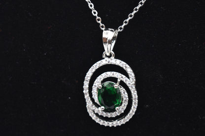 Monalisa Spiral AD Pendant Silver Color Chain