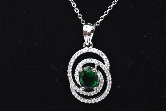 Monalisa Spiral AD Pendant Silver Color Chain