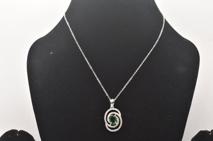 Monalisa Spiral AD Pendant Silver Color Chain