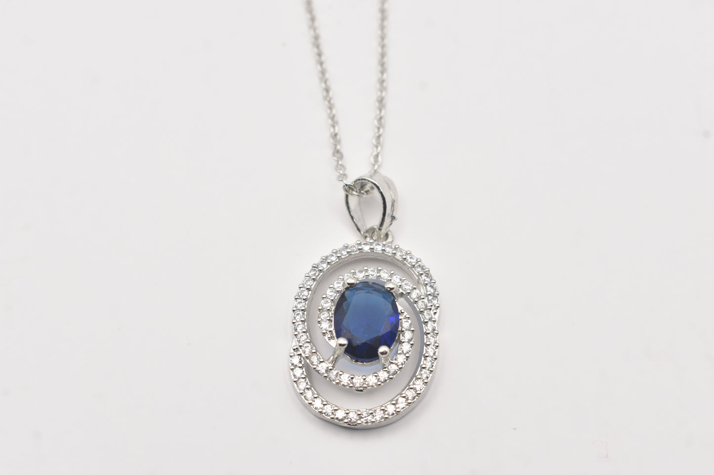 Monalisa Spiral AD Pendant Silver Color Chain