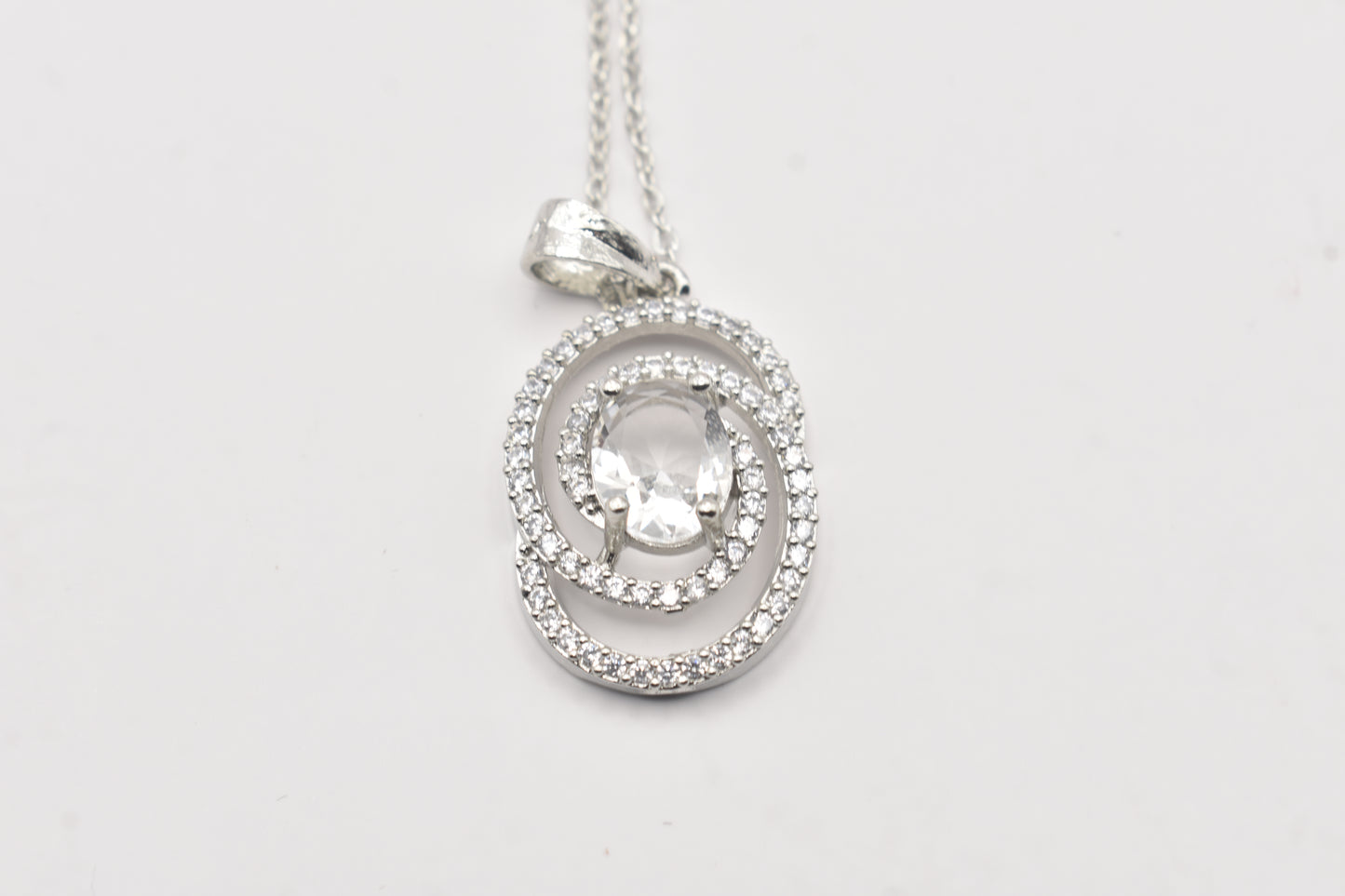 Monalisa Spiral AD Pendant Silver Color Chain