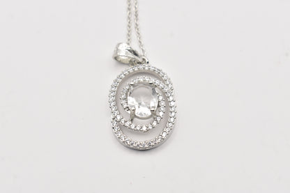 Monalisa Spiral AD Pendant Silver Color Chain