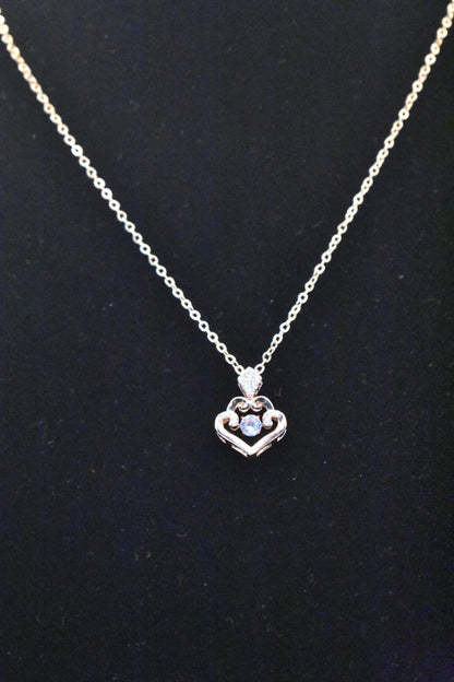 Heart Shaped With Rotating AD studded Pendant Rosegold Chain