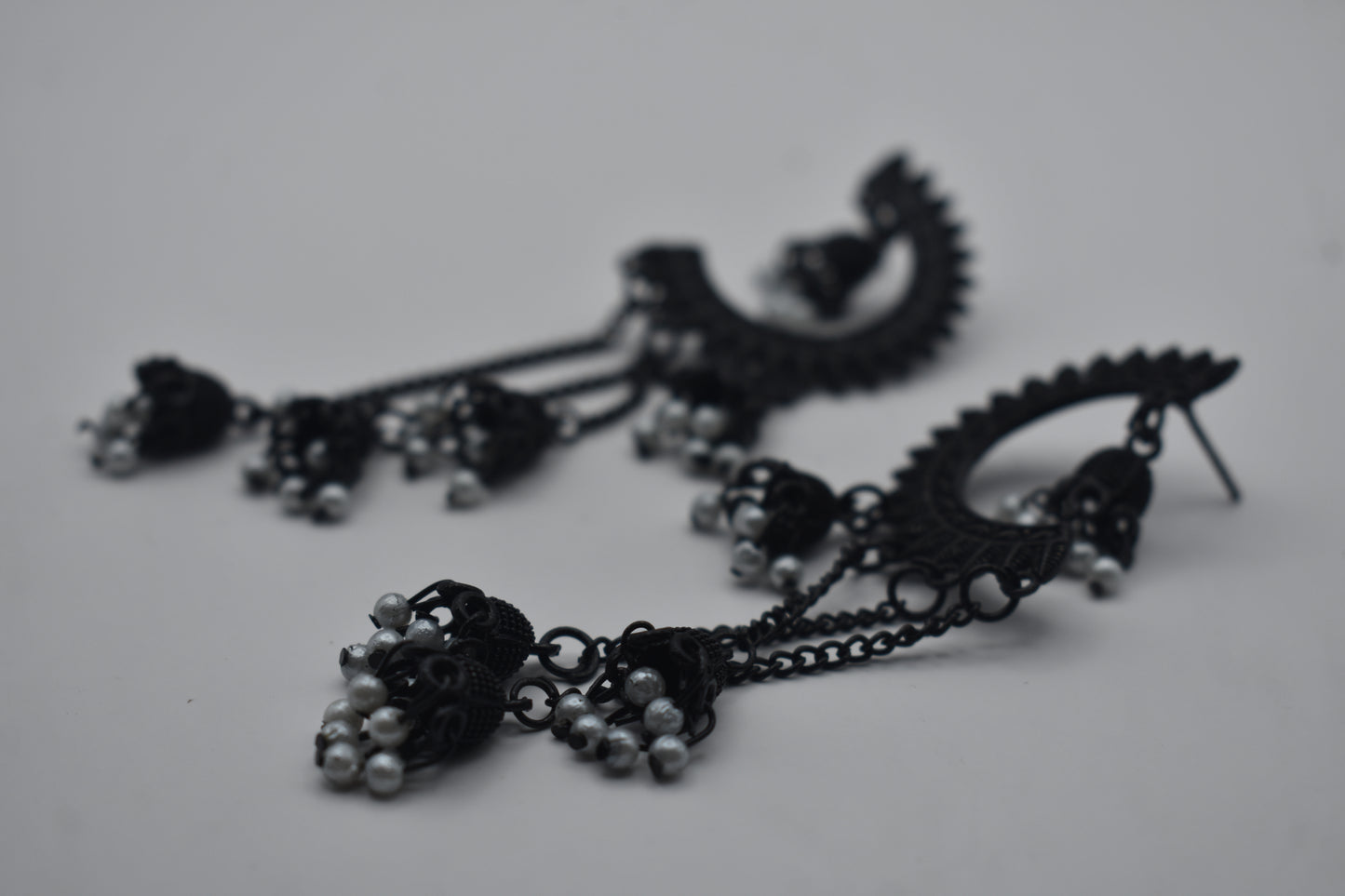 Black Jhumka Style Earrings
