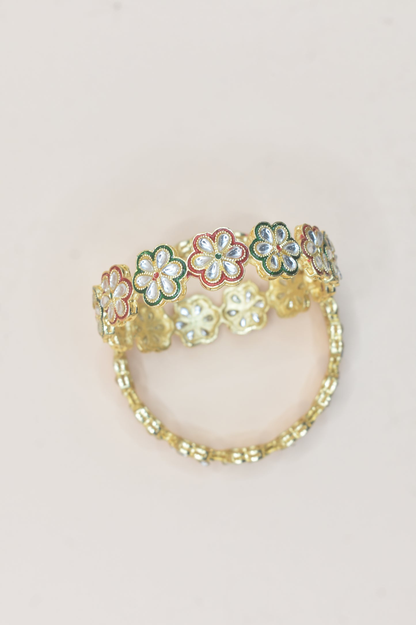 Kundan Floral Bangle Gold-Tone for Women