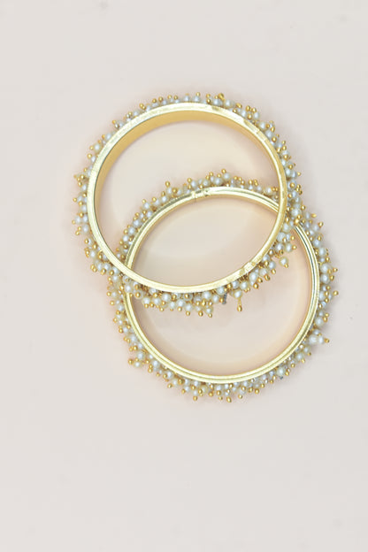 Clustered Bangle Set Gold-Tone Faux Pearl for Women