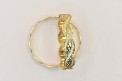 Premium Textured Wave Bangle Gold-Tone with protective box  for Women