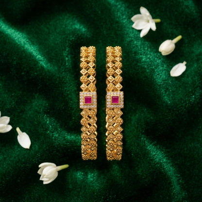 Antique Gold Tone Ruby Bangles for Women