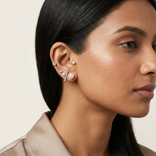 Pearl Crystal Stud Earrings for Women