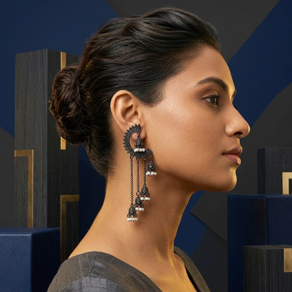 Black Jhumka Style Earrings