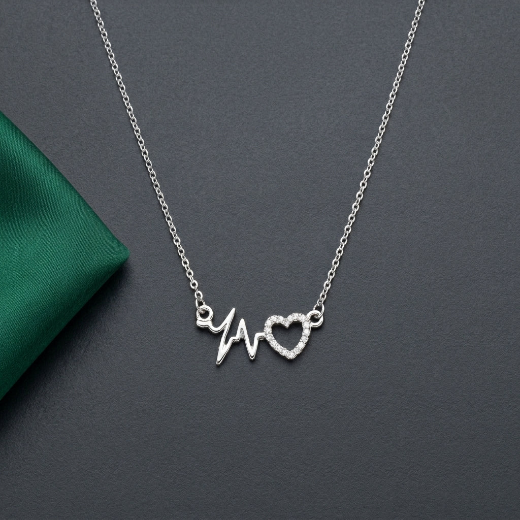 Heart Shaped Pendant Silver Color Chain