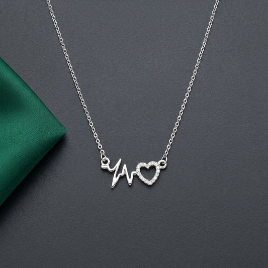 Heart Shaped Pendant Silver Color Chain