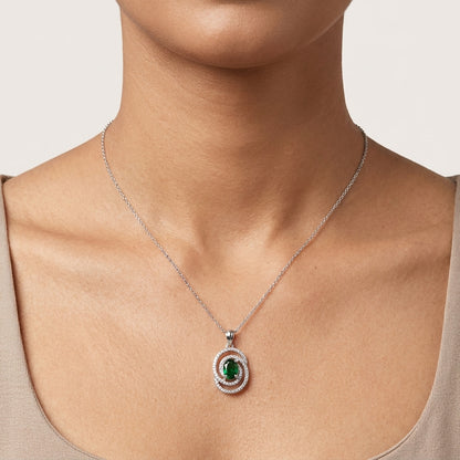 Monalisa Spiral AD Pendant Silver Color Chain