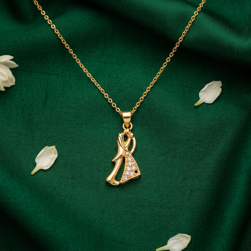 Couple Pendant in gold colour for Women