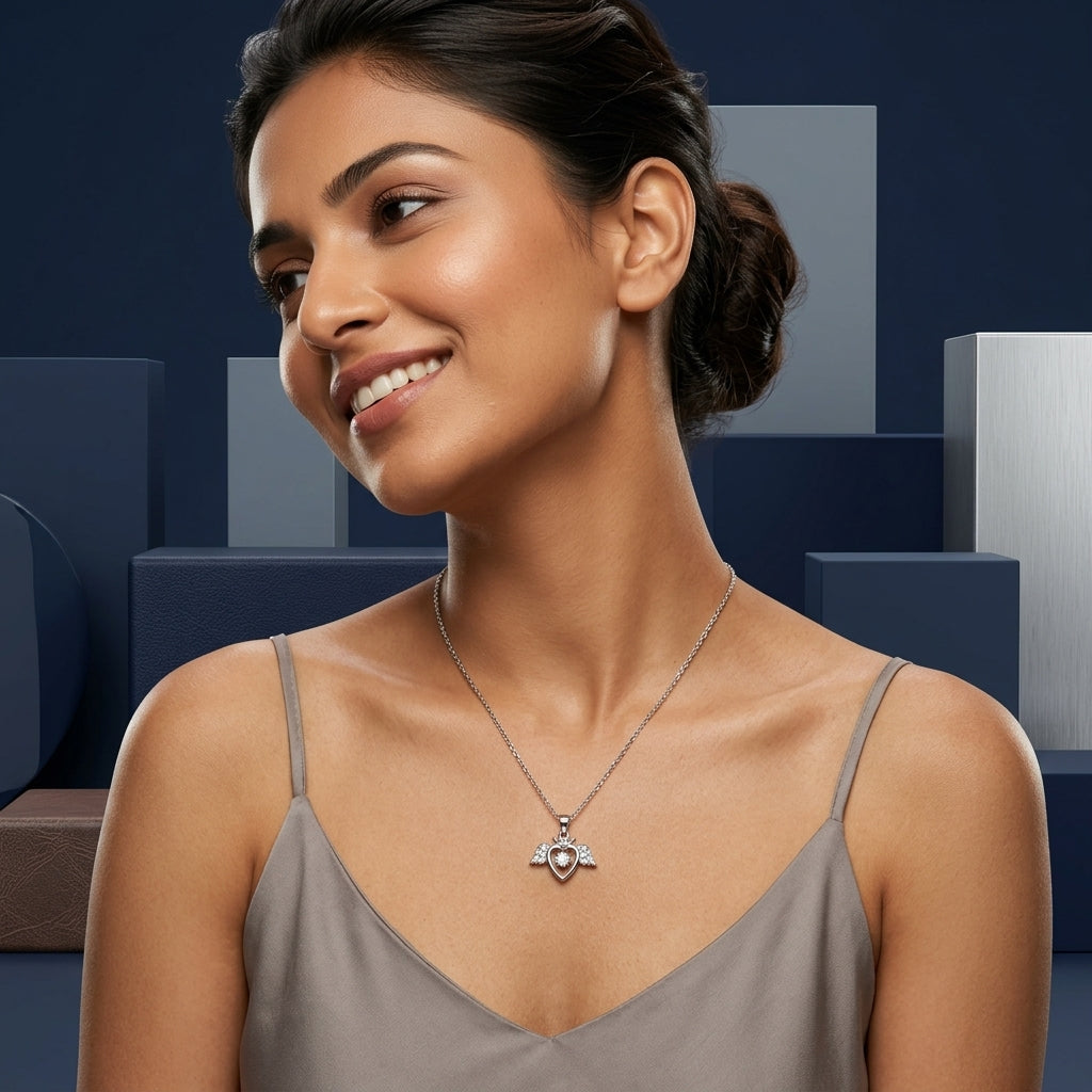 Angel Wings Heart Pendant for Women