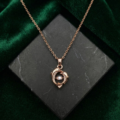 Rose Gold Dolphins Pendant Necklace for Women