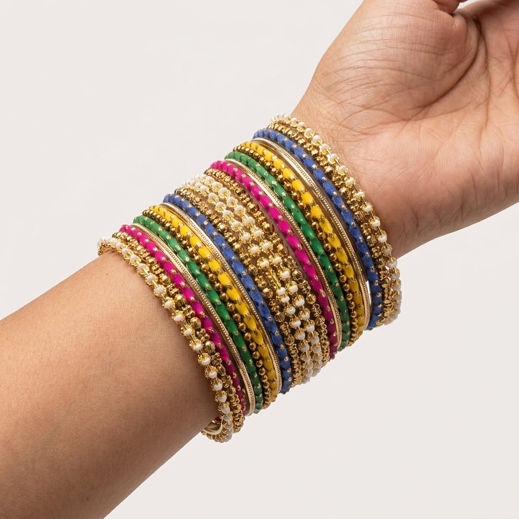 Vibrant Multicolor Bangles Gold-Tone for Women