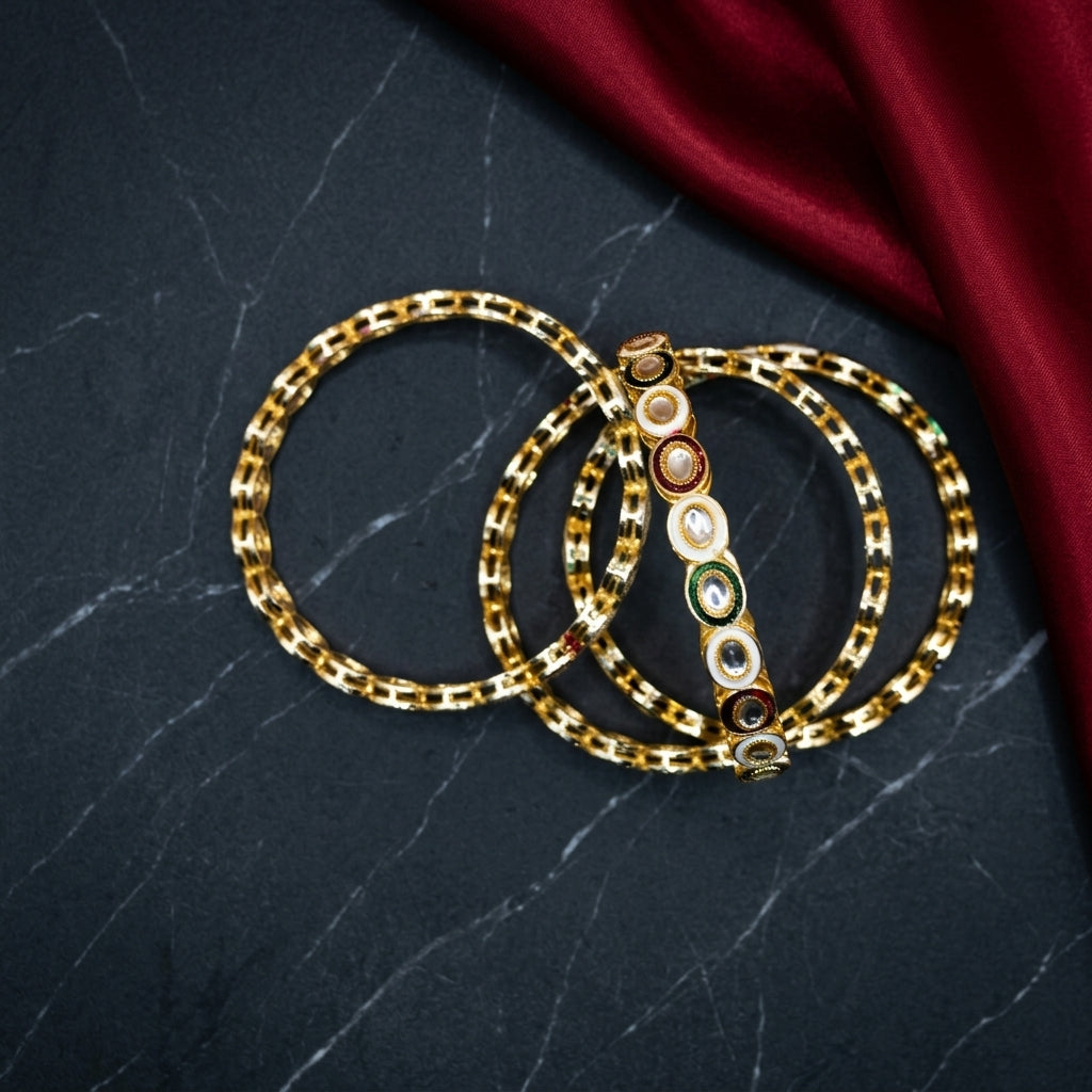 Meenakari Gold-Tone Bangles for Women