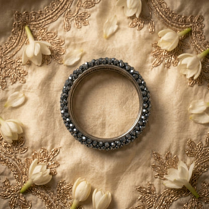 Midnight Black Crystal Bangles for Women