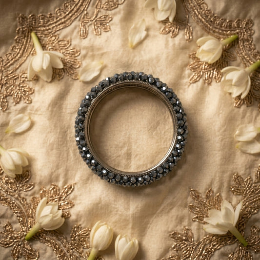 Midnight Black Crystal Bangles for Women