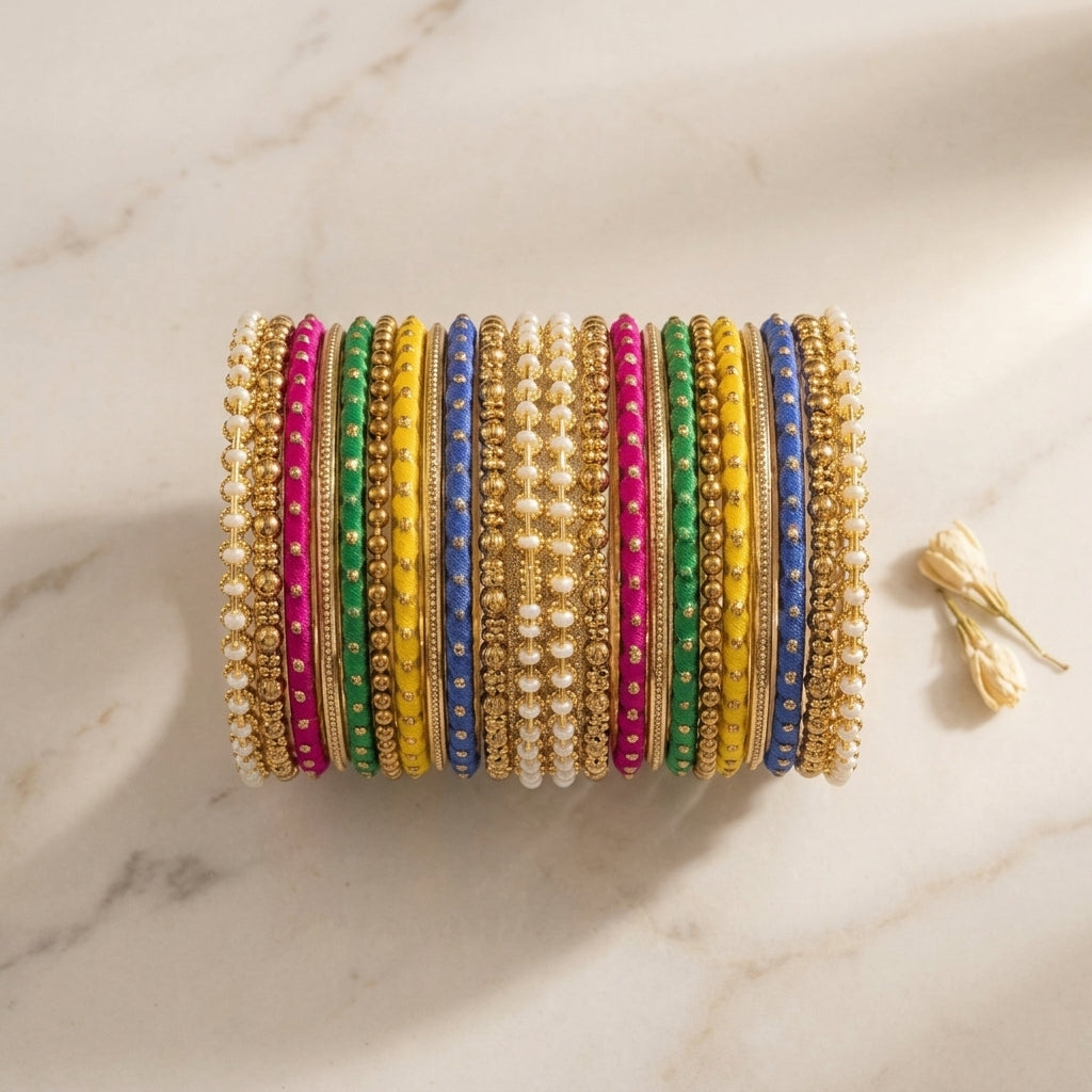 Vibrant Multicolor Bangles Gold-Tone for Women