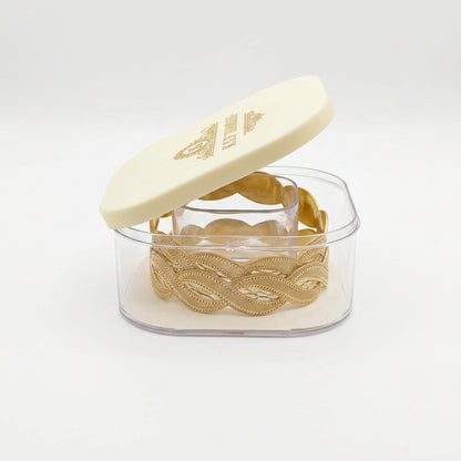 Premium Textured Wave Bangle Gold-Tone with protective box  for Women