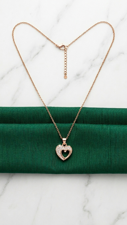 Kanak Shree Rose Pink Heart Pendant Gold-plated for Women