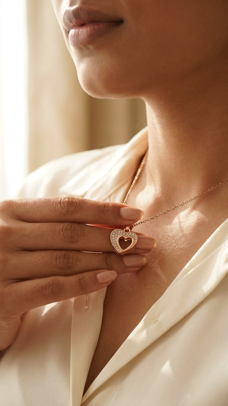 Kanak Shree Rose Pink Heart Pendant Gold-plated for Women